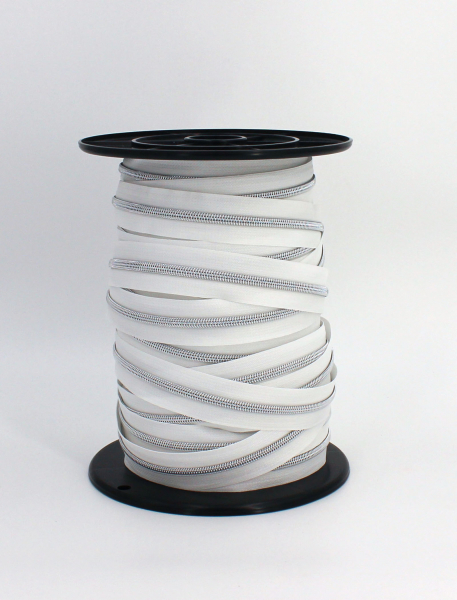 Endlosreißverschluss metallisiert weiß/ silber (1m)